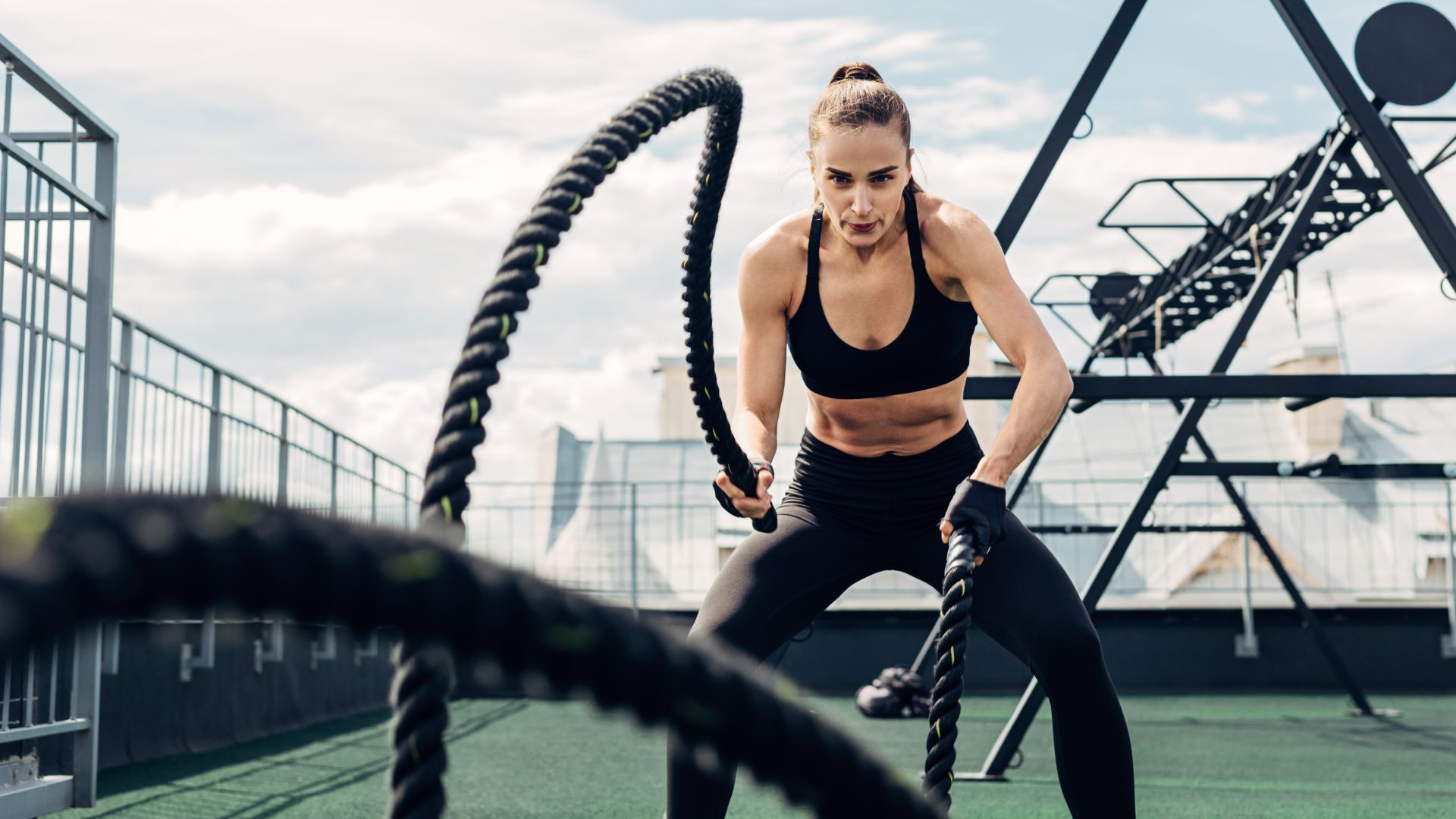 Woman working out outdoors.
