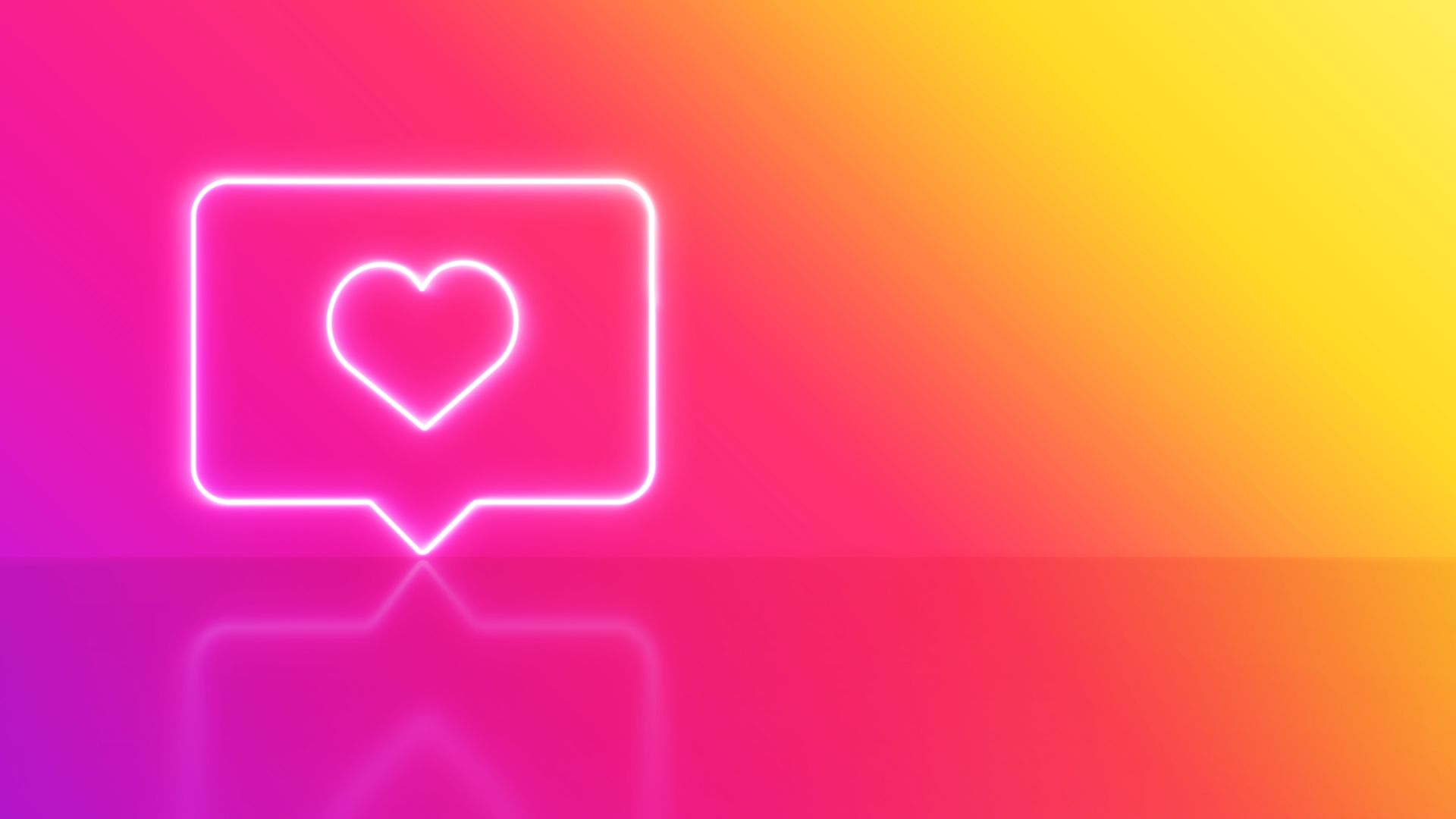 Instagram heart symbol on colorful background.
