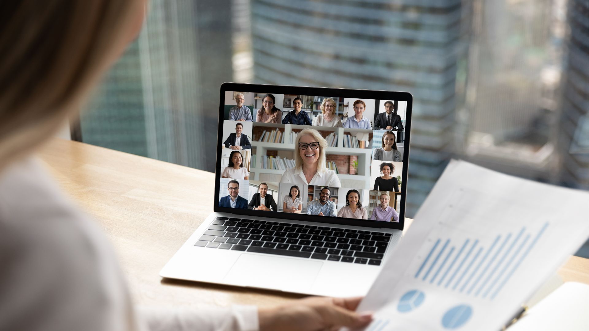 Person in a video call on Zoom.